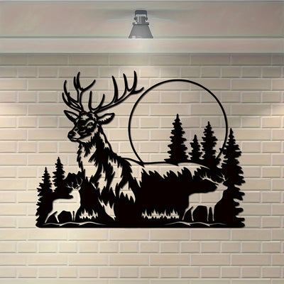 Enchanting Deer and Forest Metal Wall Art: A Striking Fireplace Wall Decor Piece and Ideal Hunter Gift