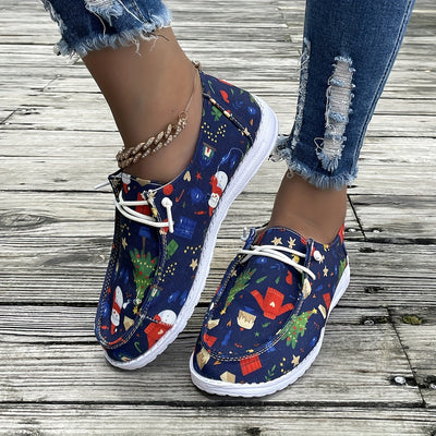 Christmas Elements Color Pattern Low-Top Sneakers: Lightweight, Non-Slip Casual Shoes