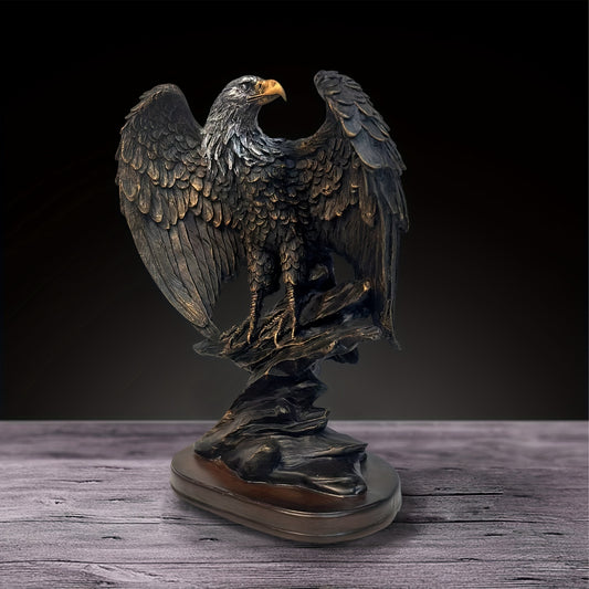 Elevate your living spaces and office décor with Eagle Majesty. This resin sculpture exudes style and elegance, making it the perfect gift for men. Its majestic presence adds a touch of sophistication to any room. Bring a sense of grandeur to your space with this stunning piece.