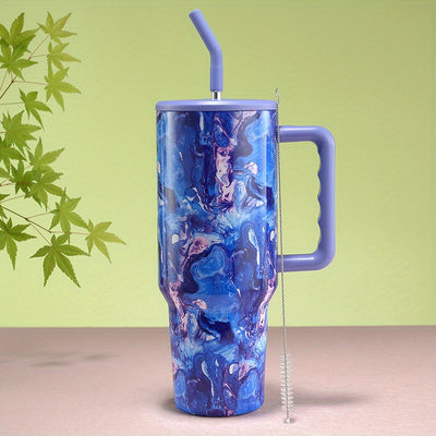 40oz Fantasy Painted Design Stainless Steel Tumbler with Lid and Straw - Perfect for Summer Drinks and Birthday and Halloween Gifts