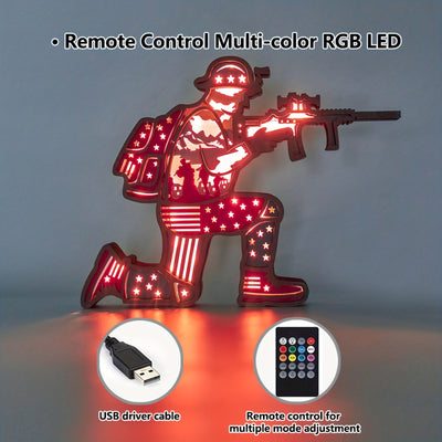 Soldier of Independence Day: 3D Wooden Art Carving LED Night Light - A Majestic Gift for Veterans Day and Home Décor Masterpiece