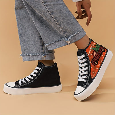 Women's Cartoon Print High Top Canvas Shoes: Stylish, Comfy, and Lightweight