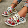 Express Your Artistic Side with Women's Graffiti Pattern Shoes: Slip-On, Low Top Lace-Up, Non-Slip Canvas Shoes - Lightweight & Comfy