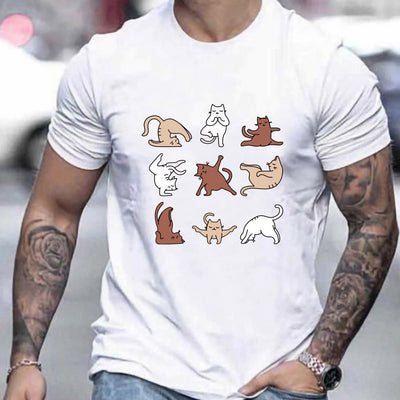 Cute Cats Pattern Print Men's Graphic Tee: A Playful Addition to Your Summer Wardrobe