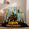 Halloween Elements Blanket: Cozy Up with Dark Castle, Pumpkin, Witch, and Bat Print Flannel Blanket - Perfect for Couch, Sofa, Office, Bed, Camping, and Traveling