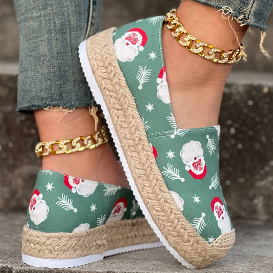 Festive Comfort: Women's Santa Claus Print Canvas Shoes for Stylish and Comfortable Christmas Celebrations