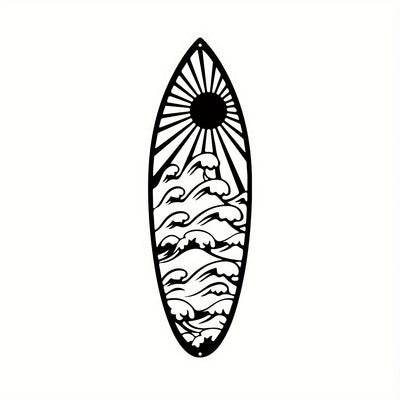 Coastal Vibes: Metal Surfboard Wall Decor - Summer Metal Turtle, Palm Tree & Surfboard Beach Sign - Enhance Your Indoor & Outdoor Space with Coastal Metal Wall Art