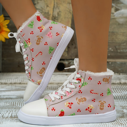Stay stylish and comfortable with Festive Comfort's Women's Christmas Print Canvas Shoes. High-tops designed with a plush lining and flexible canvas upper, these shoes provide superior breathability and support for all your outdoor activities. Enjoy maximum comfort while staying festive this holiday season.