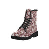 Burgundy Boots, Glitter Flowers Martin Boots for Women