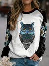 Owl Geometric Print Plus Size Casual Sweatshirt: Stylish and Cozy Plus Size Women's Clothing for Fall/Winter