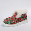 Warm and Festive: Women's Christmas Bell Print Snow Boots with Plush Lining for Winter Comfort