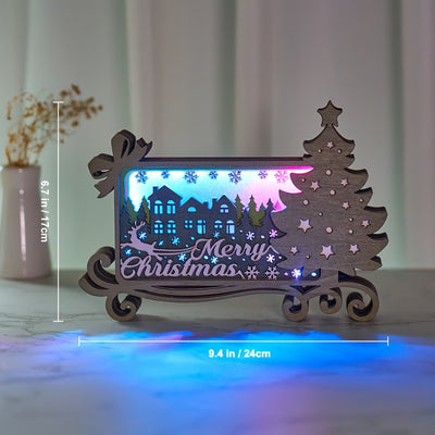 3D Wooden Carving LED Night Light: Merry Christmas Music Box - Perfect Gift for Christmas and New Year