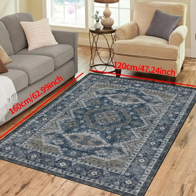 Boho Chic: Vintage Persian Tribal Area Rug - Machine Washable, Stain Resistant, Non-slip Floor Mat for Bedroom and Living Room