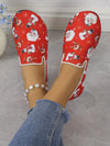 Festive Comfort: Women's Christmas Print Flat Shoes – Lightweight Slip-Ons for Casual Style