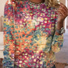 Stylish and Cozy: Allover Print Sweatshirt for Women - Perfect for Spring and Fall