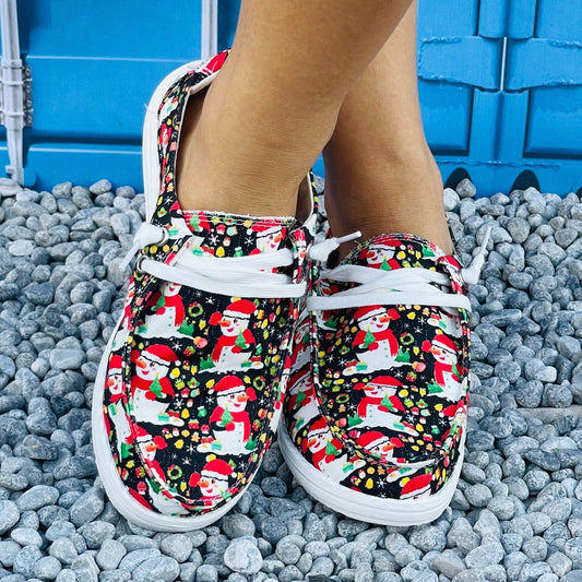 Add some festive fun to your holiday outfit with our Women's Cartoon Snowman Pattern Shoes. The charming snowman design adds a playful touch, while the comfortable loafers keep your feet stylish and cozy. Perfect for adding a touch of Christmas spirit to your wardrobe.