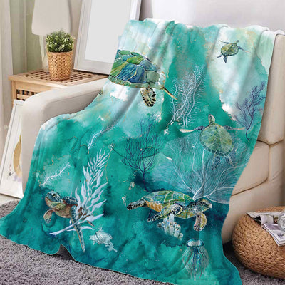 Sea Turtle Haven: Cozy Flannel Blanket for Couch, Bed, and Sofa