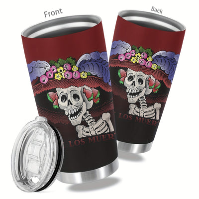 20oz Day of the Dead Stainless Steel Tumbler: Stylish and Insulated Travel Mug for Halloween Gifts