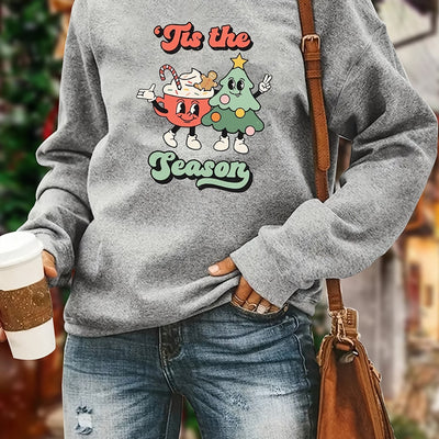 Stay Stylish and Cozy with our Graphic Slogan Pattern Sweatshirt: Perfect for Fall/Winter Women's Clothing