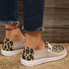 Stylish Leopard Print Canvas Shoes for Women - Colorblock Lace Up Flat Canvas Shoes for Casual Comfort and Fashionable Style