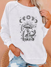 Mushroom adn Moon Print Sweatshirt, Long Sleeve Crew Neck Pullover Sweatshirt, Casual Tops For Fall & Winter, Women's Clothing