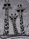 Funny Cartoon Giraffe with Glass Print Crew Neck T-Shirt, Casual Short Sleeve T-Shirt For Spring & Summer, Women's Clothing