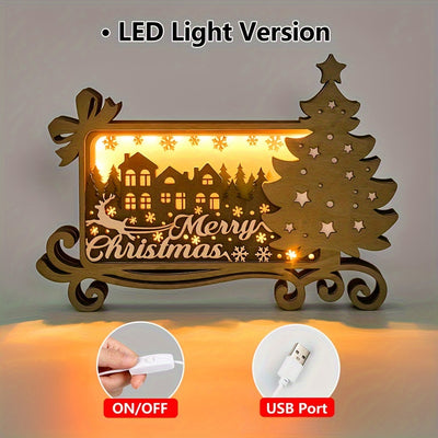 3D Wooden Carving LED Night Light: Merry Christmas Music Box - Perfect Gift for Christmas and New Year