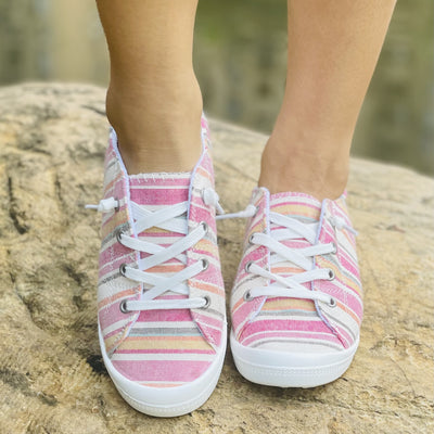 Women's Colors Striped Pattern Canvas Shoes, Lightweight Outdoor Shoes