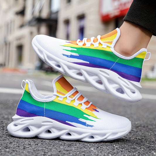 Stride in Style with Rainbow Slip-On Blade Sneakers: Odor-Resistant, Lightweight, and Breathable Athletic Shoes for Men