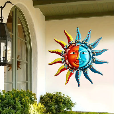 Sun's Radiant Glow: Creative Metal Wall Art Décor for an Enchanting Home Ambiance