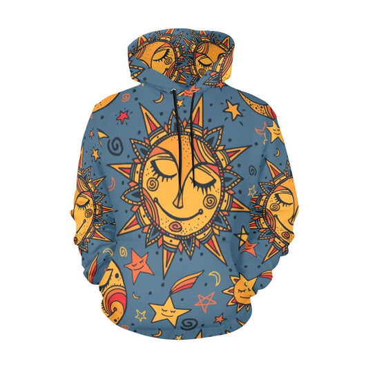 Sun Nighty Hoodie, Sun All Over Print Hoodie for Men (USA Size)