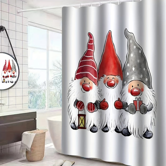 Complete your Festive Bathroom with our Santa Claus Shower Curtain Set - Waterproof, Non-slip Rug and Toilet Mats, Perfect Christmas Decoration!