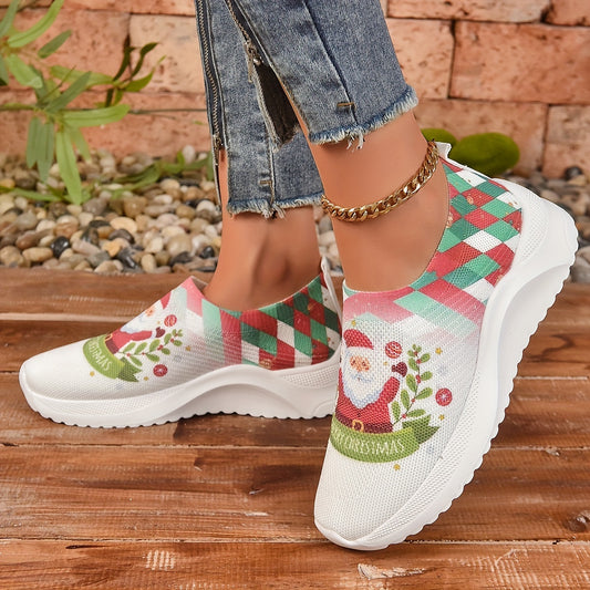 Add a festive and fun touch to your Christmas outfit with these Women's Festive Santa Claus Pattern Sneakers. These lightweight slip-on shoes provide comfort and style for any holiday occasion. Featuring a unique Santa Claus pattern, these shoes are sure to get you in the spirit of Christmas!