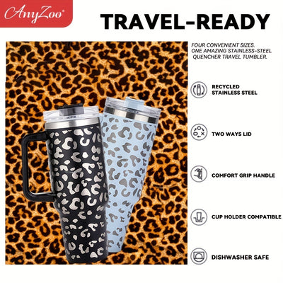 40oz Cow Series Print Stainless Steel Insulated Water Bottle - Tumbler With Handle, Straw & Lid - Perfect Birthday Gift & Home Kitchen Item!