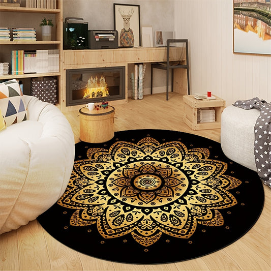 Dazzling Datura Print Round Carpet: A Lush Addition to Your Living Space