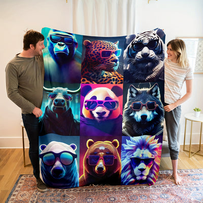 Soft and Cozy Cool Animals Print Flannel Blanket: The Perfect Travel, Sofa, Bed, Office, and Home Decor Gift for Boys, Girls, and Adults