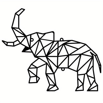 Elegant and Ethereal: Geometric Elephant Metal Art Wall Hanging, a Majestic Present for Wildlife Enthusiasts