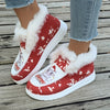 Cozy and Stylish: Christmas Print Plush-Lined Furry Boat Shoes for a Warm and Comfortable Winter