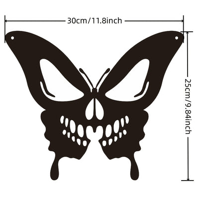 Halloween Metal Art Skull Butterfly Wall Decoration: Unique Craft Ornament for Living Room, Nursery, Office, and More!