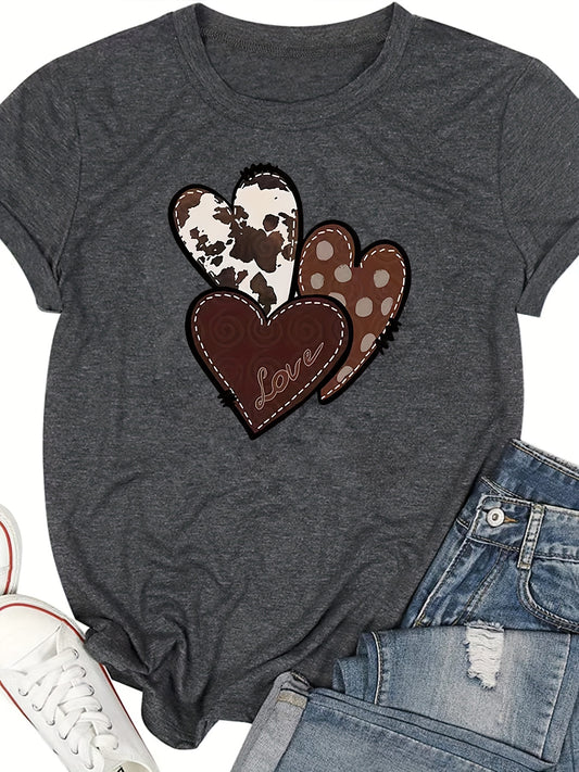 Heartfelt Thanksgiving: Casual Short Sleeve Crew Neck Tee for Women