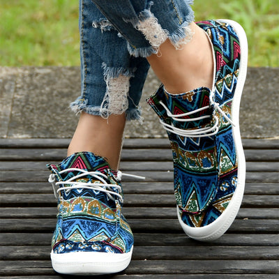 Stylish Ethnic Pattern Canvas Shoes for Women - Comfortable and Non-Slip Casual Walking Shoes