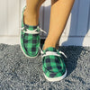 Stylish and Comfortable Women's Green Plaid Pattern Canvas Shoes: Lightweight Casual Shoes with Round Toe and Lace-Up Design