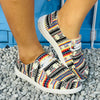 Step into Style and Comfort with Women's Colorful Geometric Print Canvas Loafers