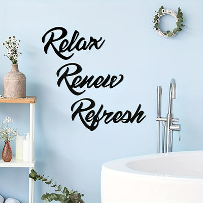 Decorate your bathroom in style with this Rustic Farmhouse Metal Art! Featuring a classic farmhouse look, this art will add a touch of modern refinement to any décor. It reads “Relax, Renew, Refresh” - perfect for any space where you want to unwind. Constructed with durable metal, it also offers stylish design for long-term use.