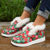 Warm and Festive: Women's Christmas Bell Print Snow Boots with Plush Lining for Winter Comfort