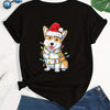 Cute and Casual: Corgi Print Crew Neck T-Shirt - A Perfect Spring/Summer Women's Fashion Staple!