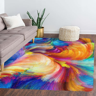 Flairful Flannel: Colorful Printing Non-Slip Floor Mat for Vibrant Home Décor - 47*63in
