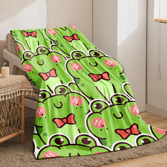 Frogtastic Flannel: A Cozy Cartoon Frog Throw Blanket for Kids and Adults - Perfect for Home, Travel, and Everyday Comfort