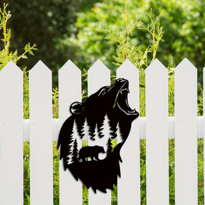 Wildly Roaring Elegance: Metal Art Bear Wall Decor for Wildlife Lovers