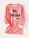 Fashionable and Cozy: Letter Ice Print Pullover Sweatshirt for Women's Fall/Winter Wardrobe